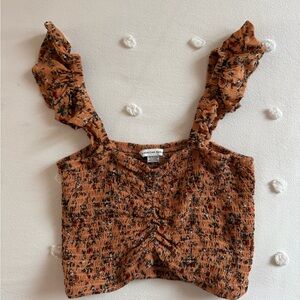 American Eagle Outfitters Floral Smocked Crop Top